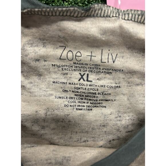 Zoe + Liv Shirt Womens XL Camo Camouflage Princess Embroidered Green Tee Top NWT - Picture 3 of 4